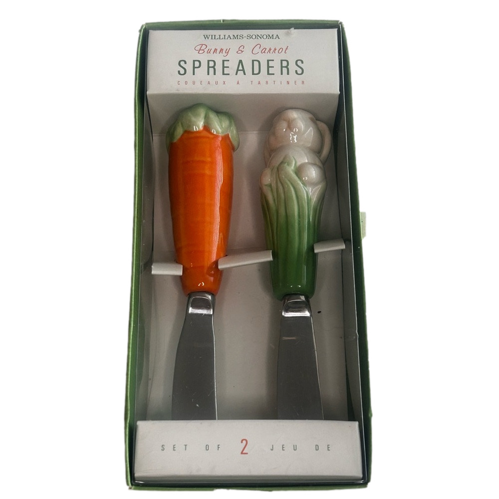 NWT Williams Sonoma Set of Bunny Carrot Spreaders Kitchen Utensils Home Decor